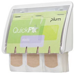 Plum QuickFix UNO Pflasterspender transparent, 45 Pflasterstrips elastisch