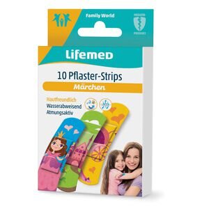 10x Kinder Lifemed Pflaster-Strips 6,0 cm x 1,7 cm Märchen