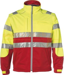 Rescuewear Softshelljacke HiVis Klasse 3 Rot / Neon Gelb M