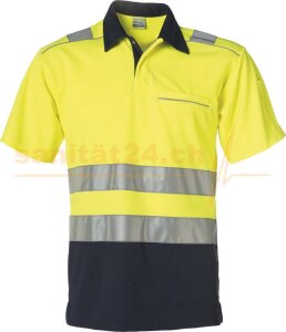 Poloshirt EN ISO 20471 Klasse 1 Fluor Gelb / Marine XL